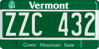 VT license plate ZZC432