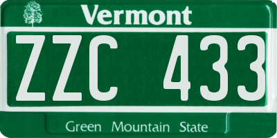 VT license plate ZZC433