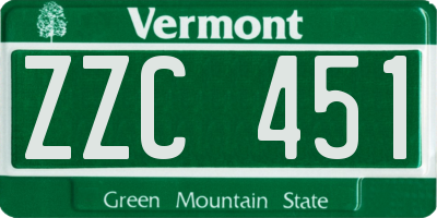 VT license plate ZZC451