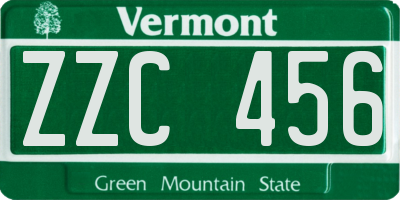 VT license plate ZZC456