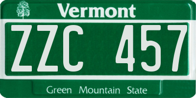 VT license plate ZZC457