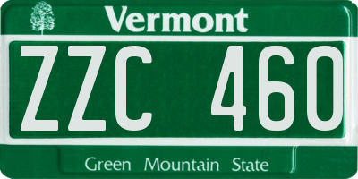 VT license plate ZZC460