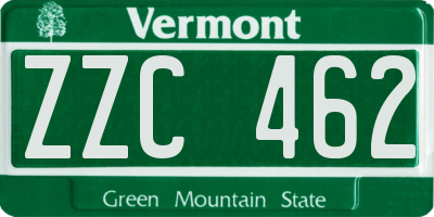 VT license plate ZZC462