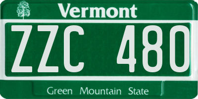 VT license plate ZZC480