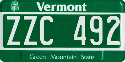 VT license plate ZZC492