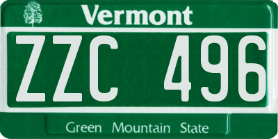 VT license plate ZZC496