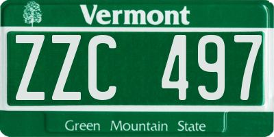VT license plate ZZC497