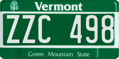 VT license plate ZZC498