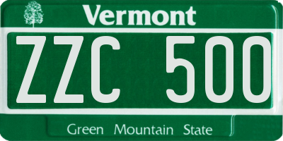VT license plate ZZC500