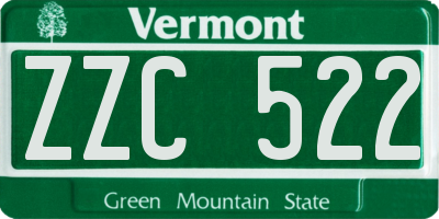 VT license plate ZZC522