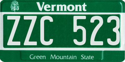 VT license plate ZZC523