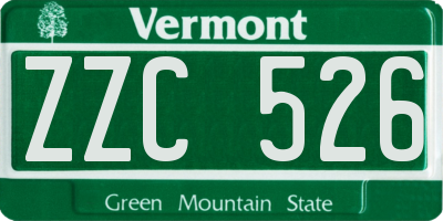 VT license plate ZZC526