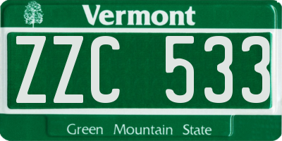 VT license plate ZZC533