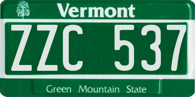 VT license plate ZZC537