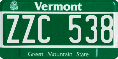 VT license plate ZZC538