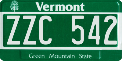 VT license plate ZZC542