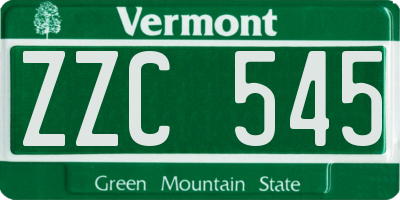 VT license plate ZZC545