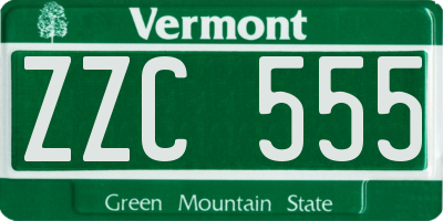 VT license plate ZZC555