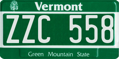 VT license plate ZZC558