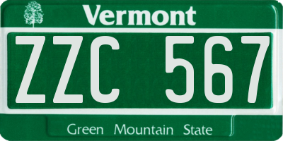 VT license plate ZZC567