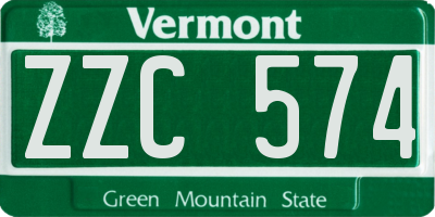 VT license plate ZZC574