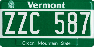 VT license plate ZZC587