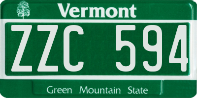 VT license plate ZZC594