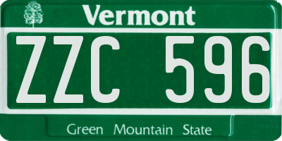 VT license plate ZZC596