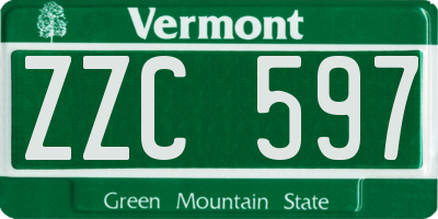VT license plate ZZC597