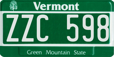 VT license plate ZZC598