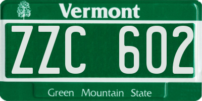 VT license plate ZZC602