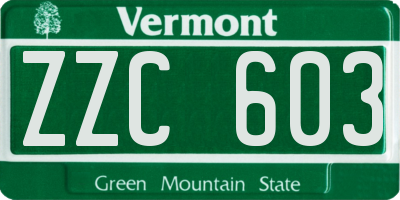 VT license plate ZZC603