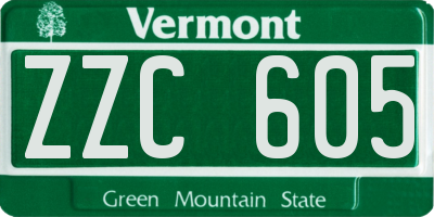 VT license plate ZZC605