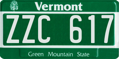 VT license plate ZZC617