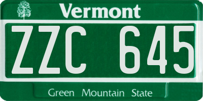 VT license plate ZZC645