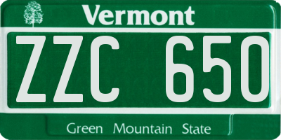 VT license plate ZZC650