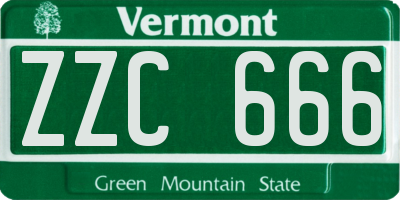 VT license plate ZZC666