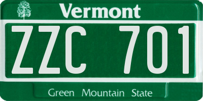 VT license plate ZZC701