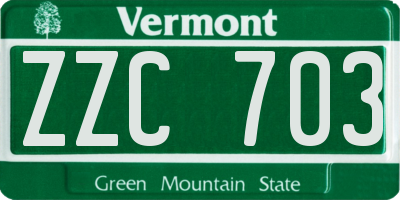 VT license plate ZZC703