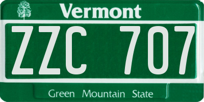 VT license plate ZZC707