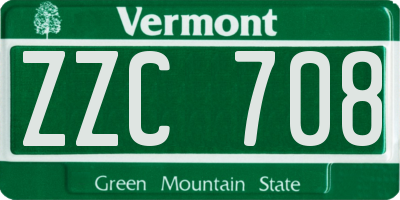 VT license plate ZZC708