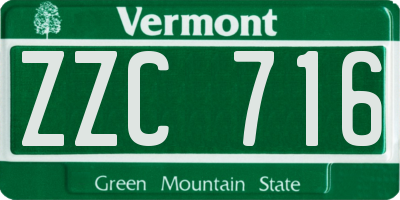 VT license plate ZZC716