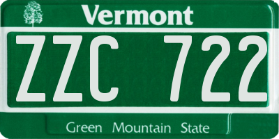 VT license plate ZZC722