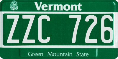 VT license plate ZZC726