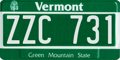 VT license plate ZZC731