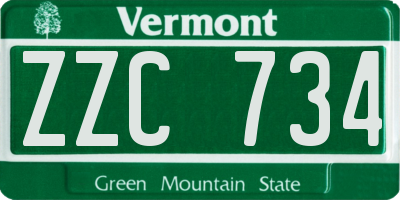 VT license plate ZZC734