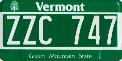 VT license plate ZZC747