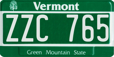 VT license plate ZZC765