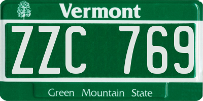 VT license plate ZZC769