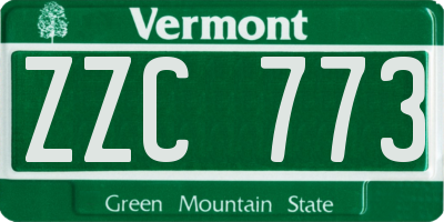 VT license plate ZZC773